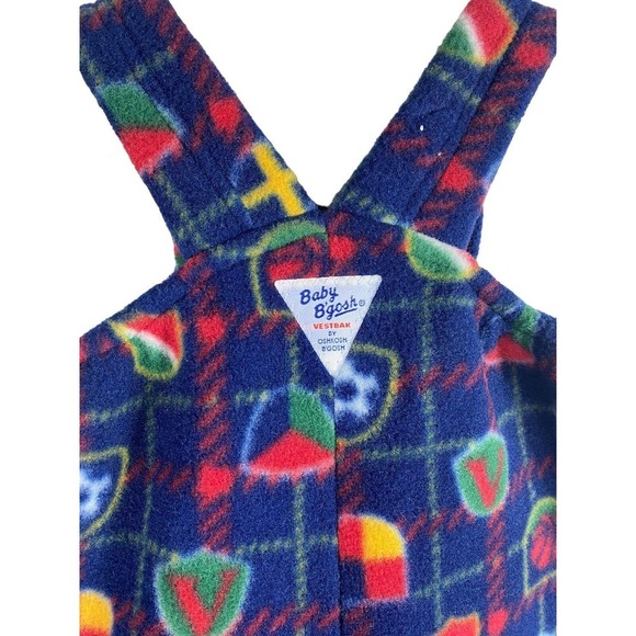 Vtg Oshkosh B'Gosh Baby Fleece Overalls Vestbak 12M Boy Girl USA Sports Print - Picture 3 of 6